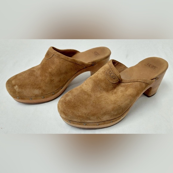UGG Women's Brown Suede Leather Clogs, Size 8 - Picture 2 of 6